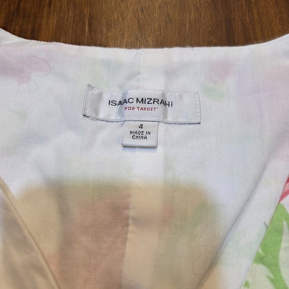 Isaac Mizrahi White Dress with Pink Floral Print Size 4 - Picture 2 of 5